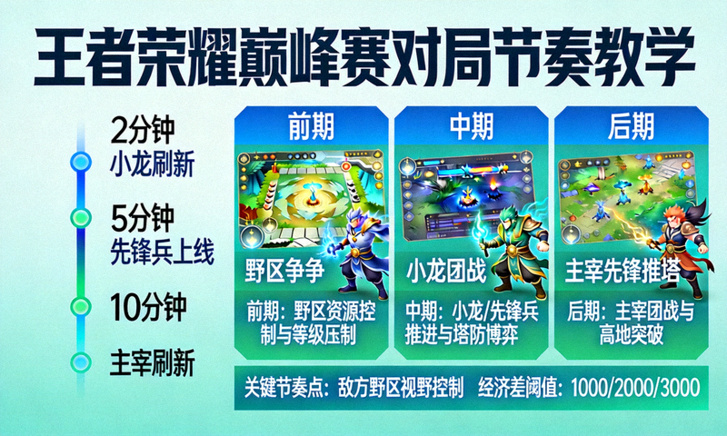 王者荣耀巅峰赛对局节奏教学示意图